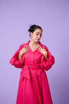 Cloud Sleeve Dress (Fuchsia Pink)