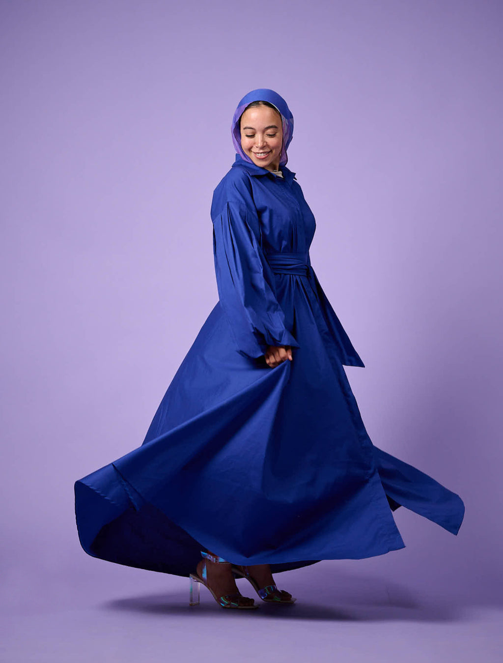 Cloud Sleeve Dress (Electric Blue)