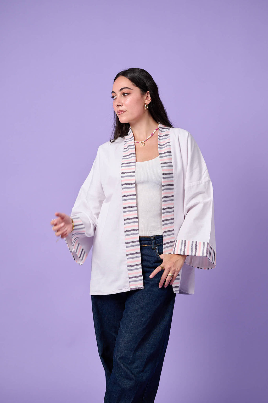 Floral Patchwork Kimono (White)