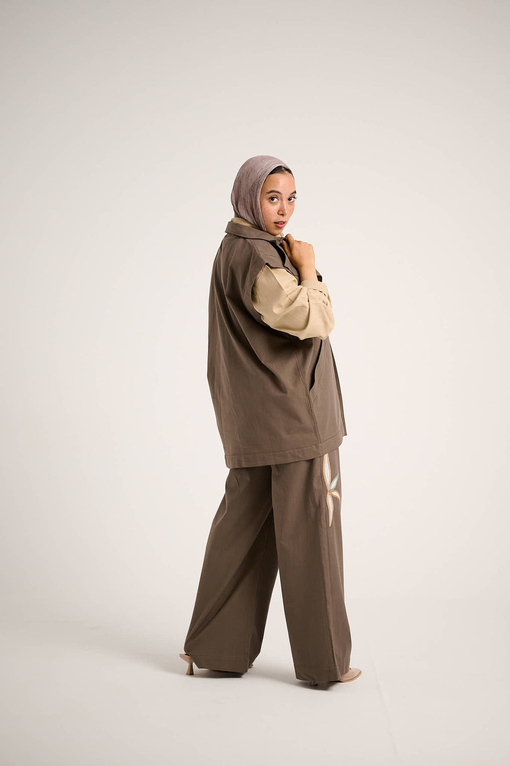 Linen Waistcoat Set (Purplish brown)