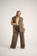 Linen Waistcoat Set (Purplish brown)
