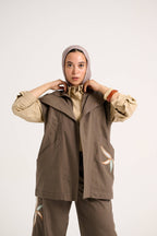 Linen Waistcoat Set (Purplish brown)