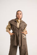 Linen Waistcoat Set (Purplish brown)