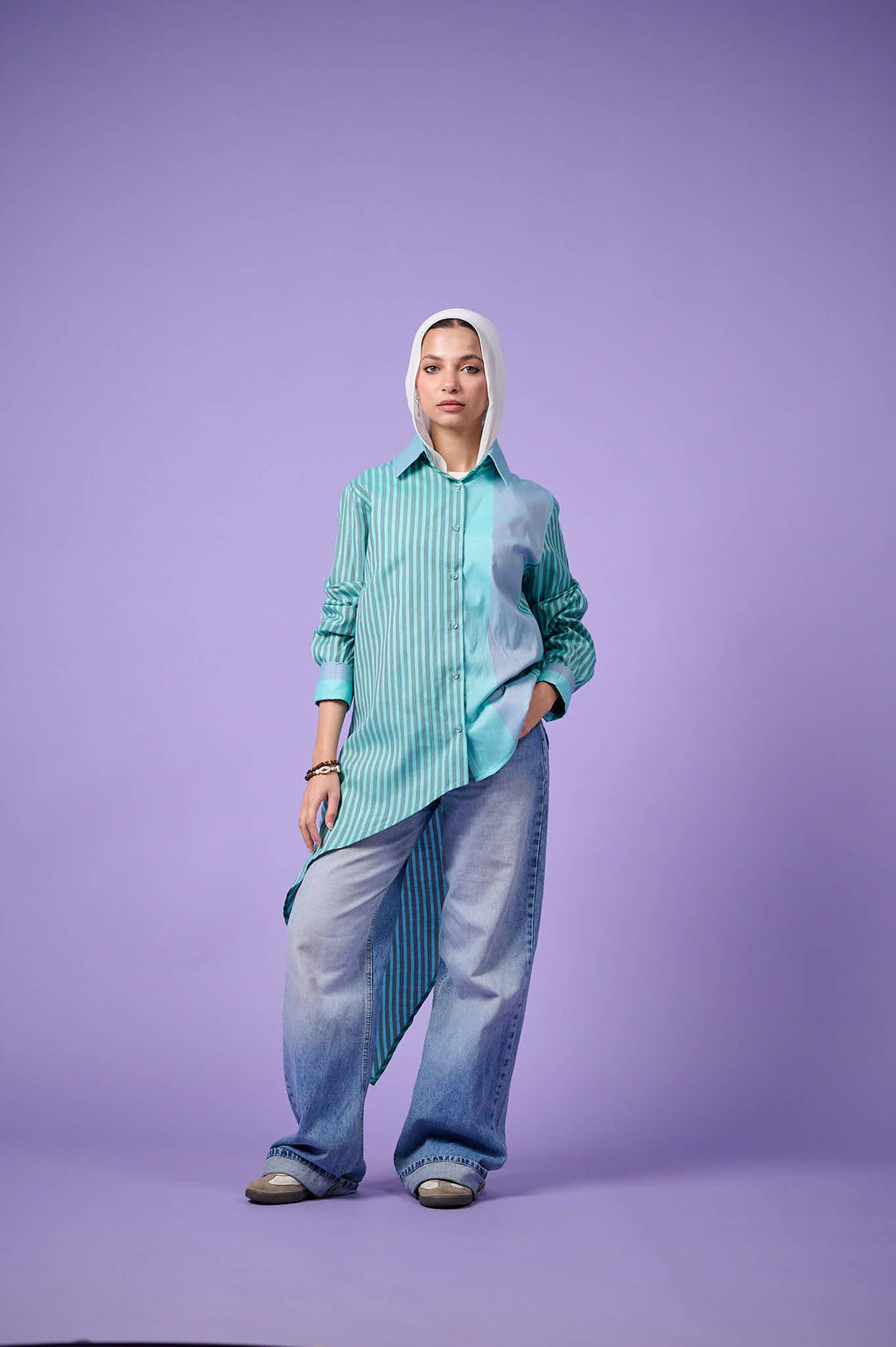 Flow Asymmetric Shirt (Turquoise)