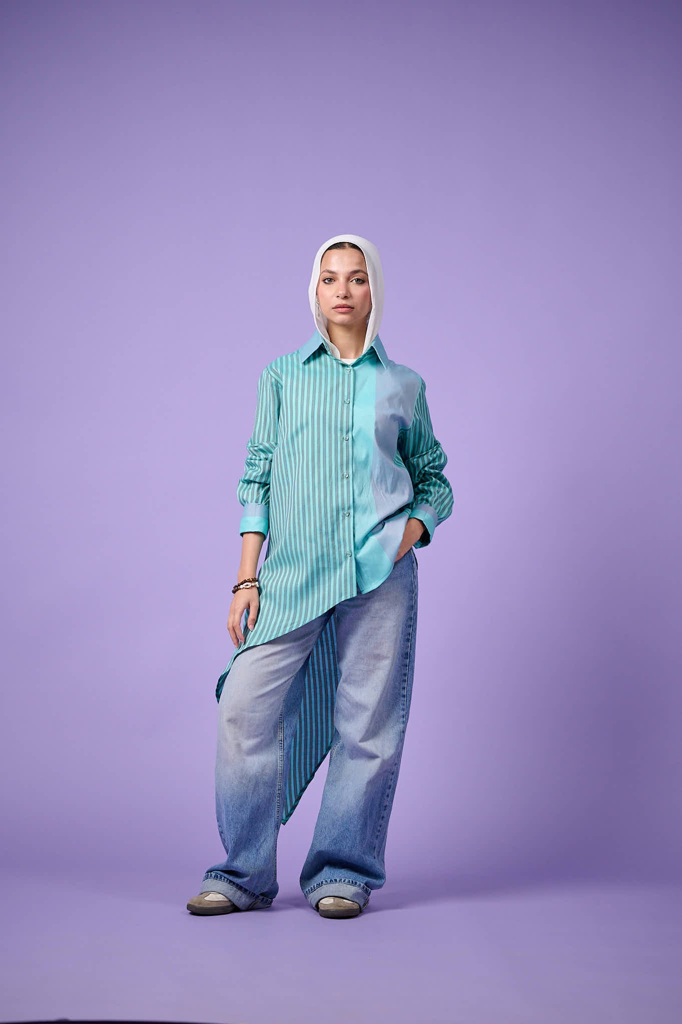 Flow Asymmetric Shirt (Turquoise)
