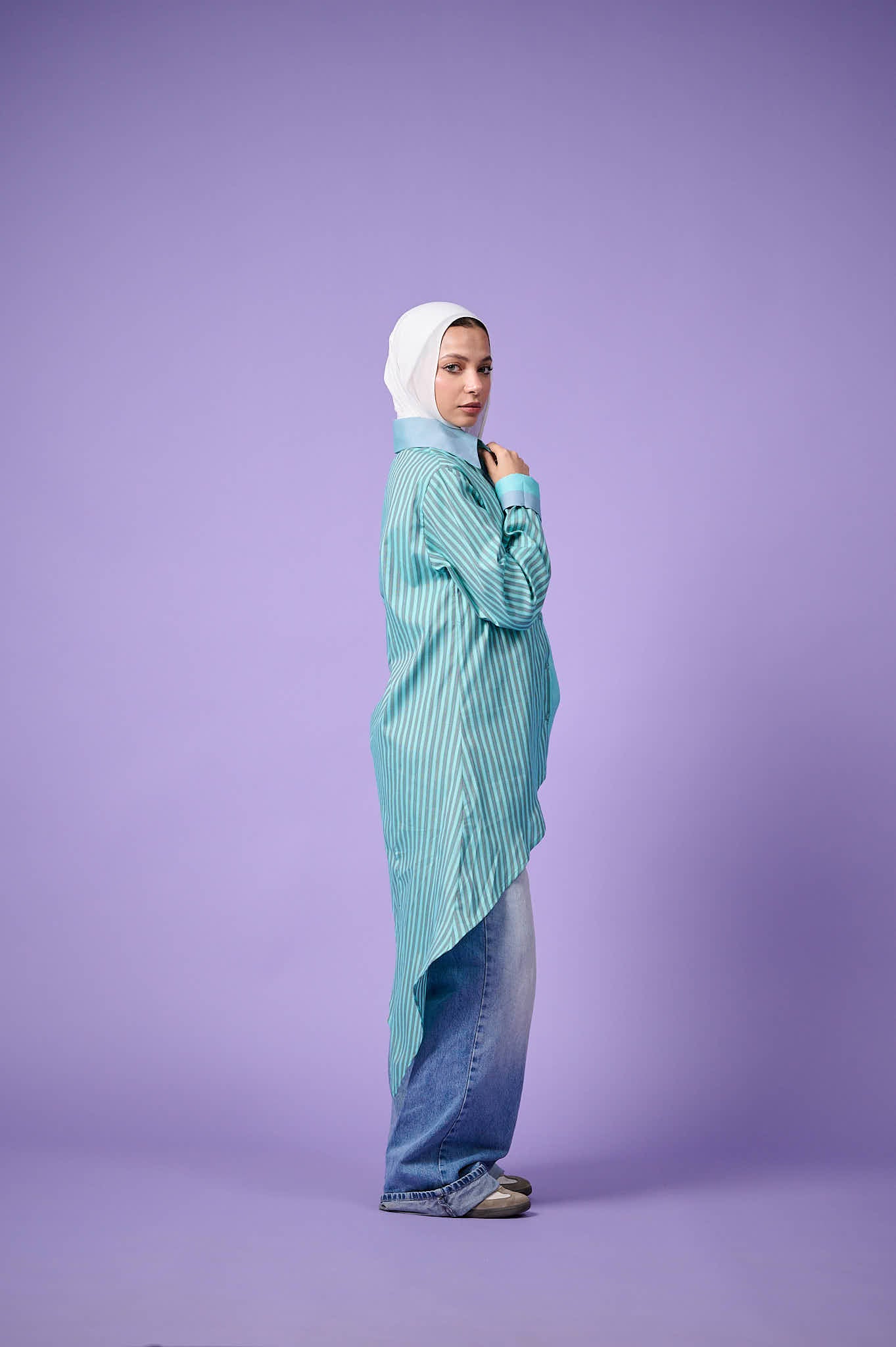Flow Asymmetric Shirt (Turquoise)