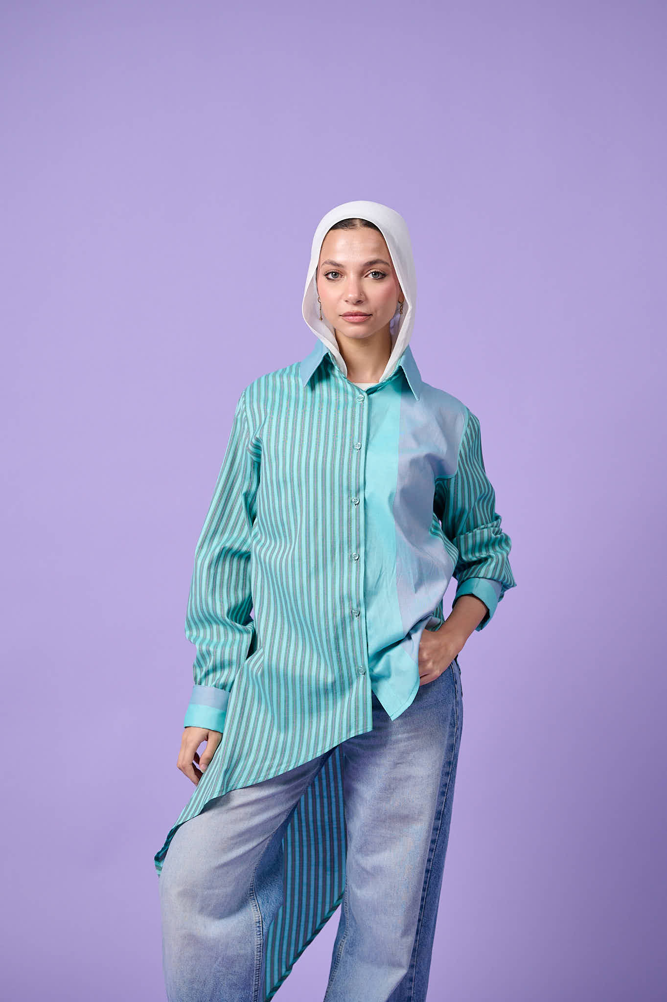 Flow Asymmetric Shirt (Turquoise)