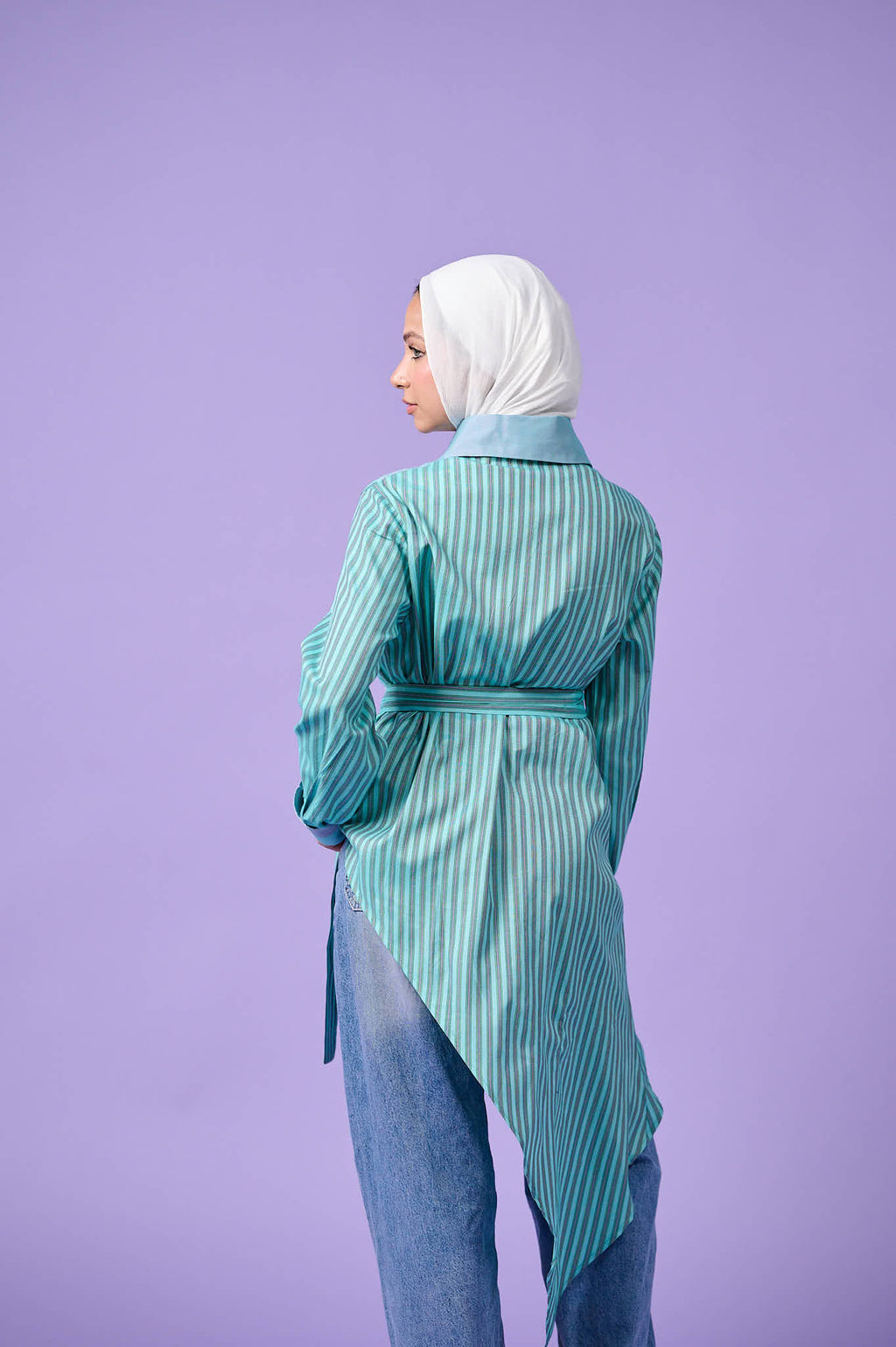 Flow Asymmetric Shirt (Turquoise)