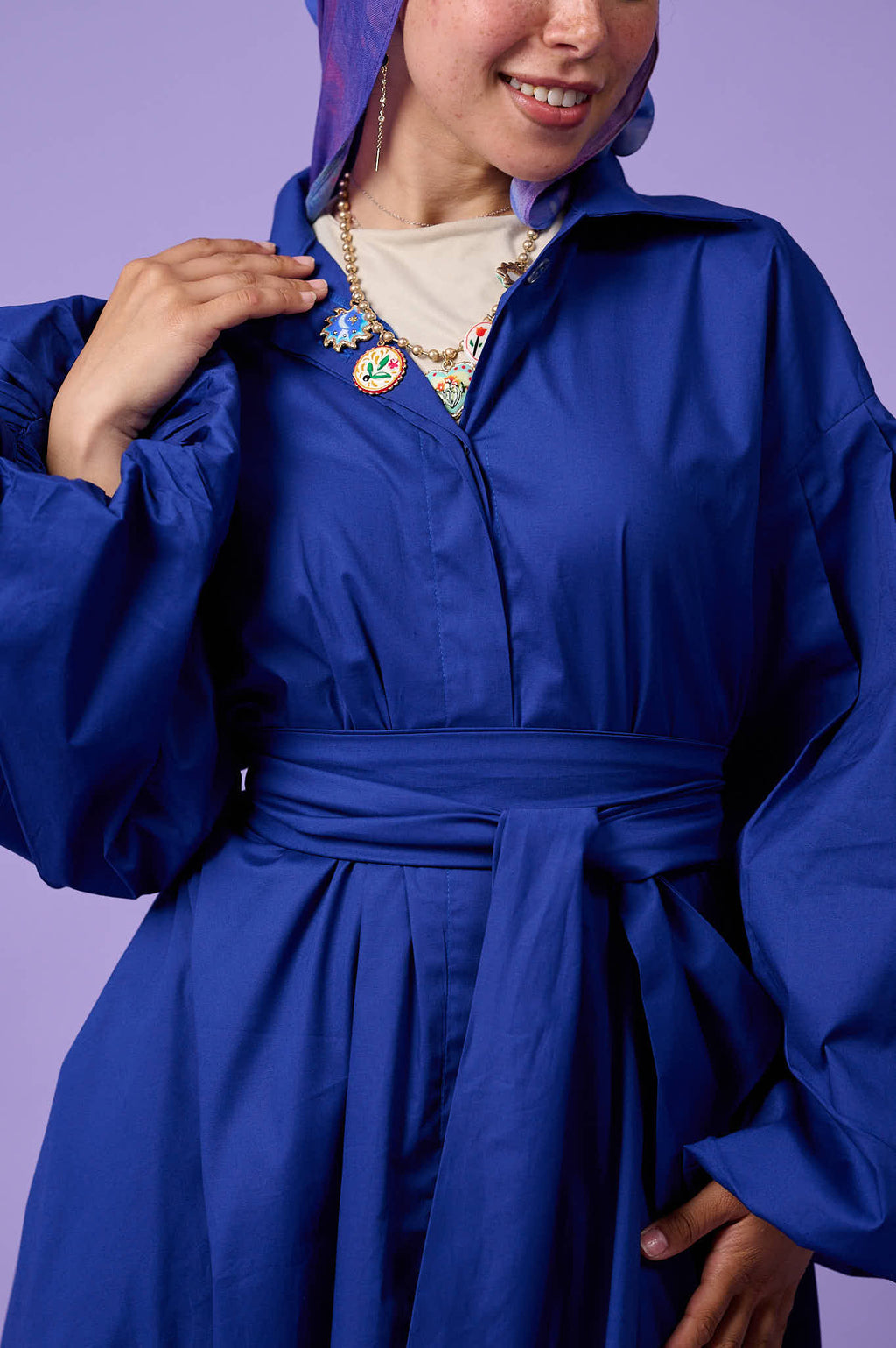 Cloud Sleeve Dress (Electric Blue)