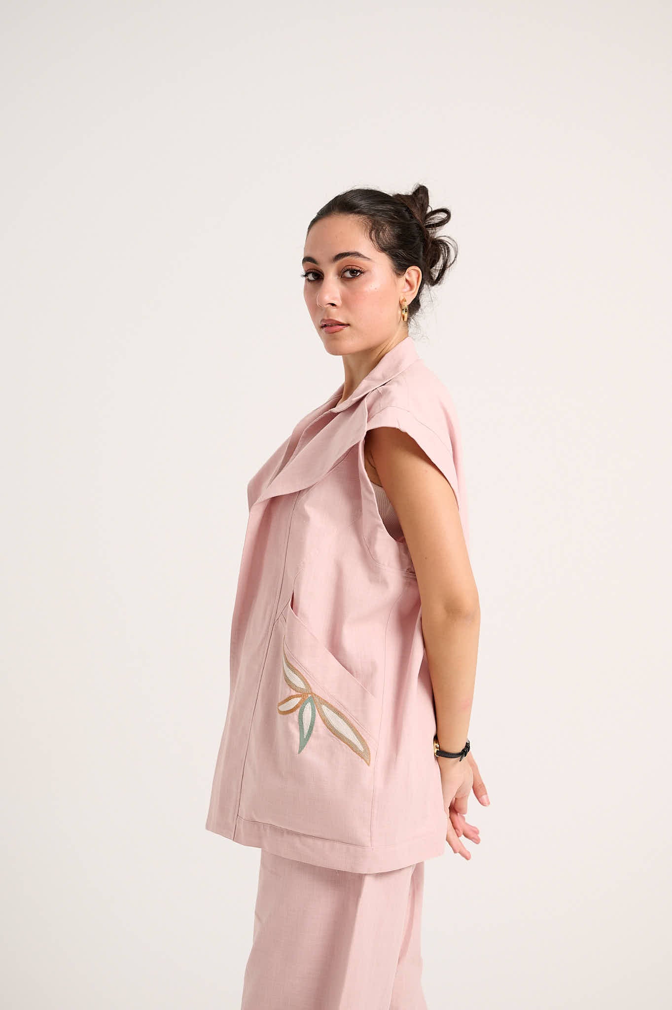 Linen Waistcoat Set (Powder pink)