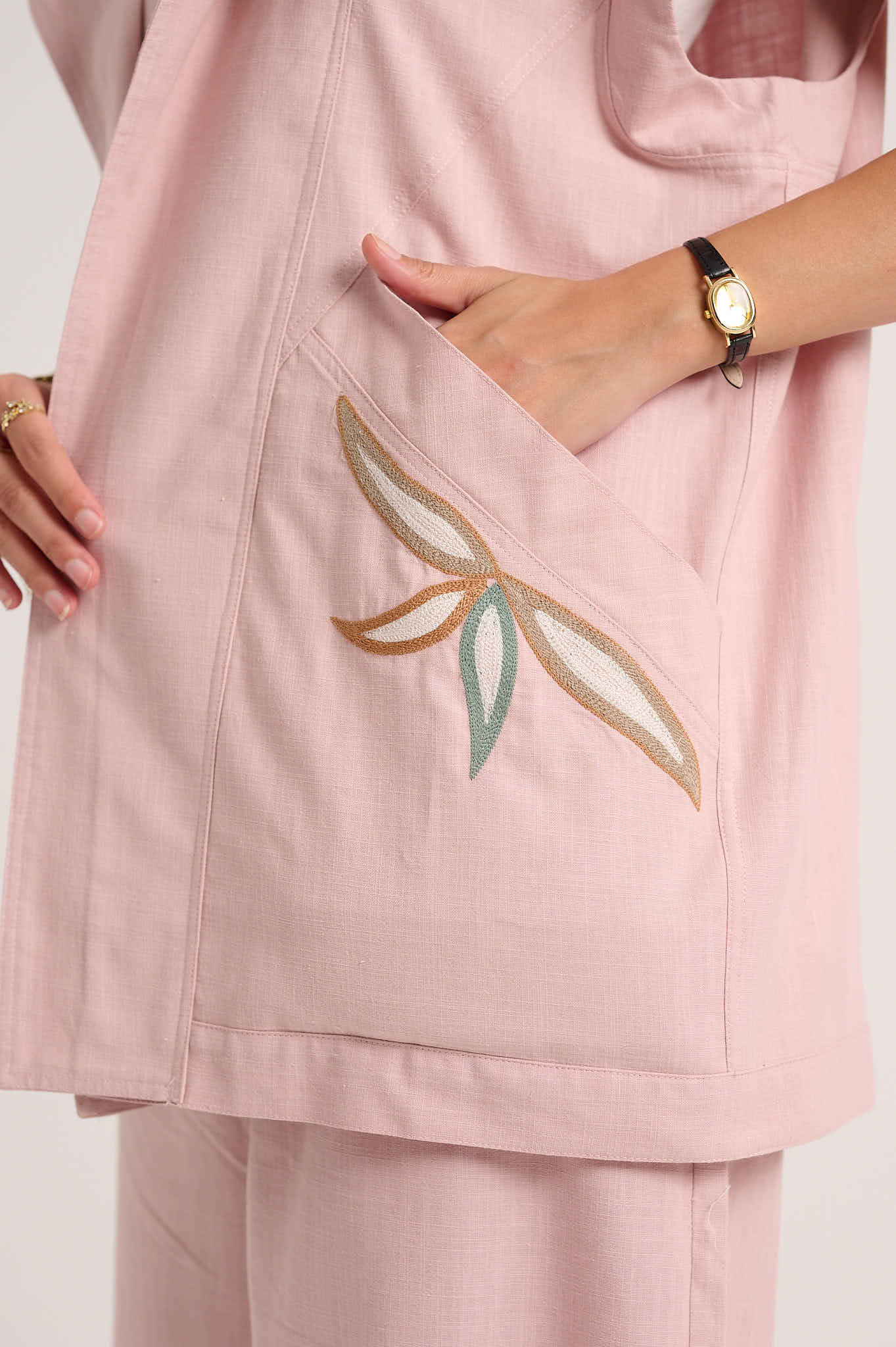 Linen Waistcoat Set (Powder pink)