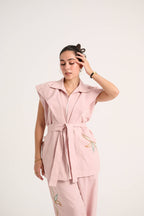 Linen Waistcoat Set (Powder pink)