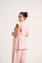 Linen Waistcoat Set (Powder pink)