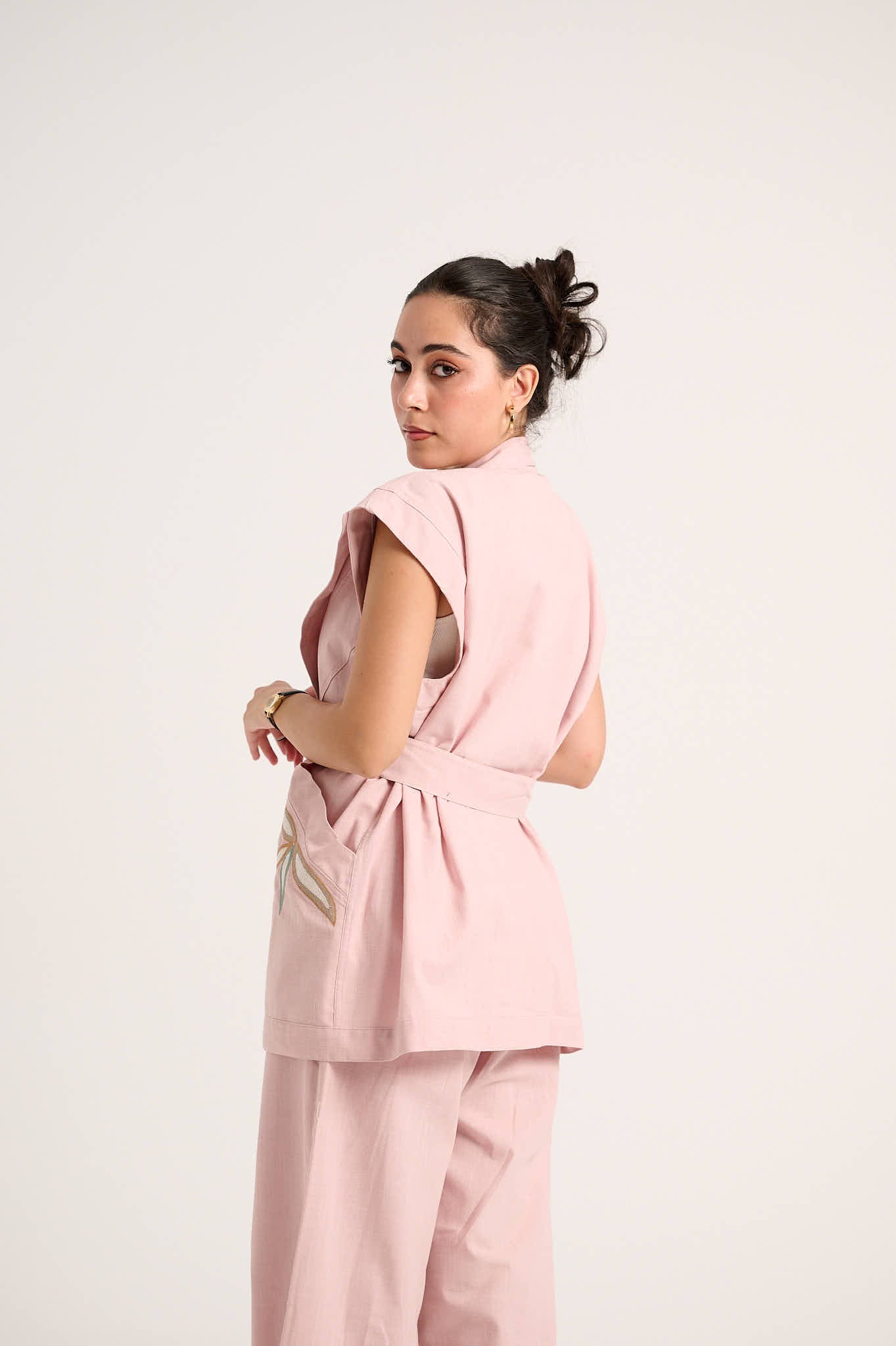 Linen Waistcoat Set (Powder pink)