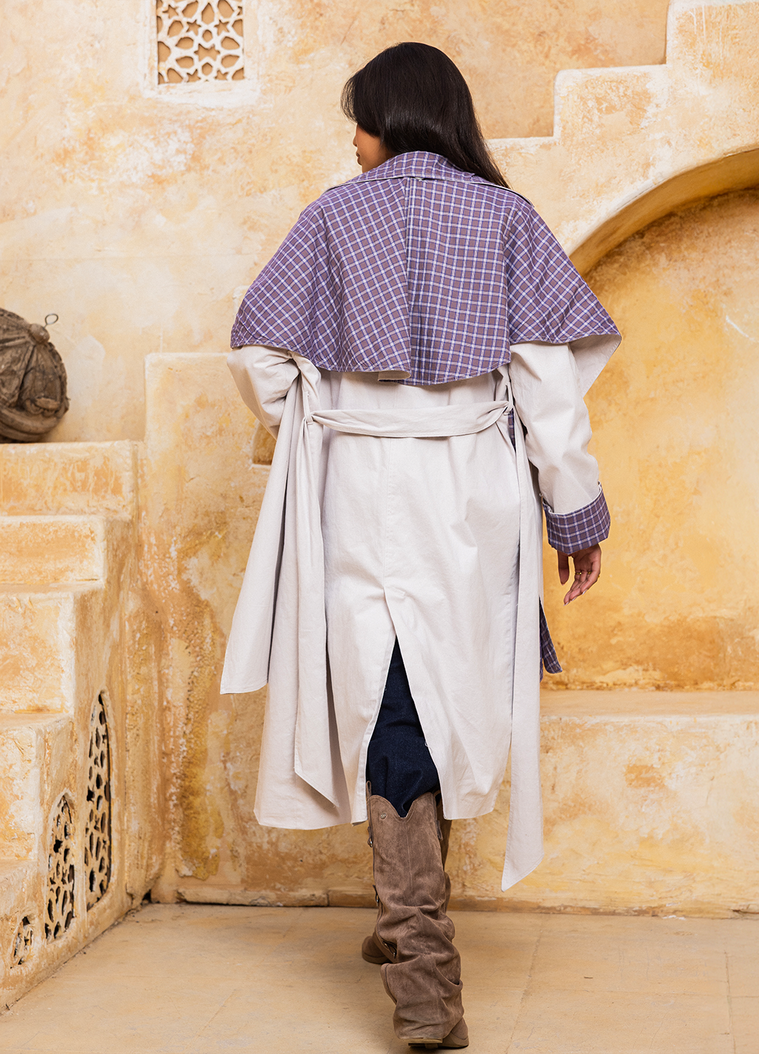 Convertible Scarf Gabardine Coat