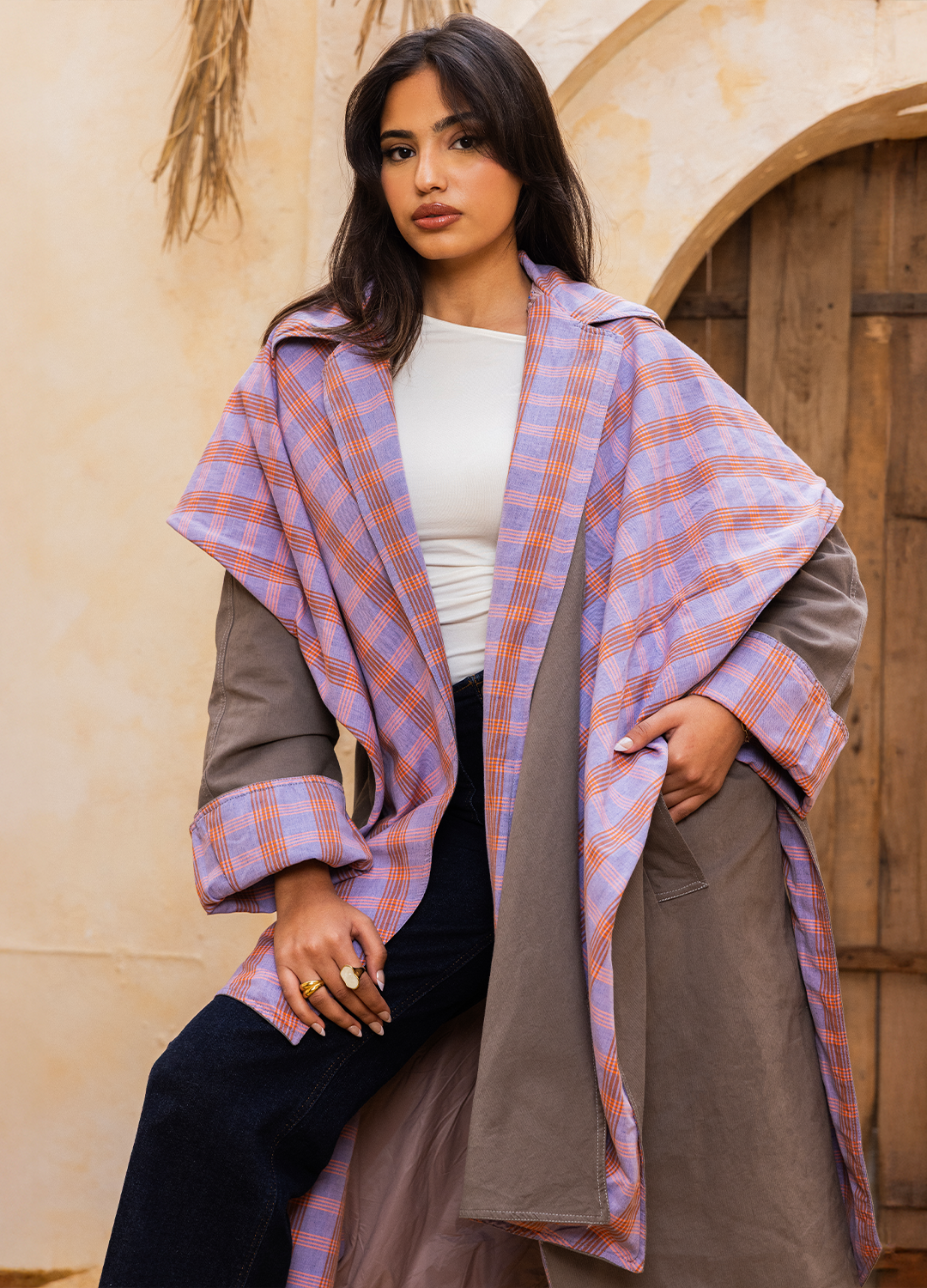 Convertible Scarf Gabardine Coat